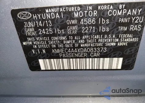 2013 Hyundai Sonata Hybrid z USA, uszkodzony, nr VIN KMHEC4A4XDA083373